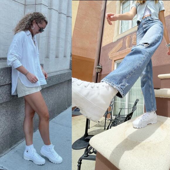 Converse CTAS Lugged 2.0 Platform White Canvas Sneaker Boot Womens 10.5 NEW - Picture 2 of 11